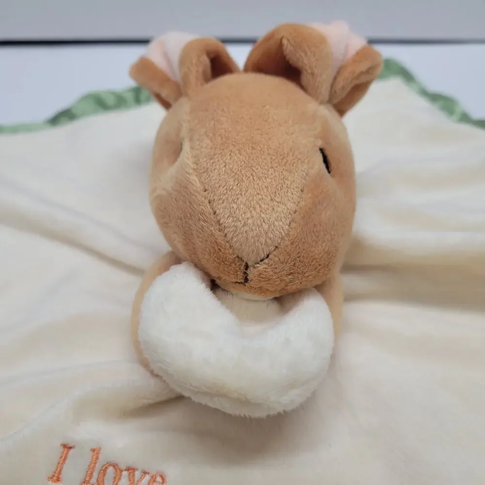 Guess How Much I Love You Bunny Rabbit Plush Security Baby Blanket Lovey Green